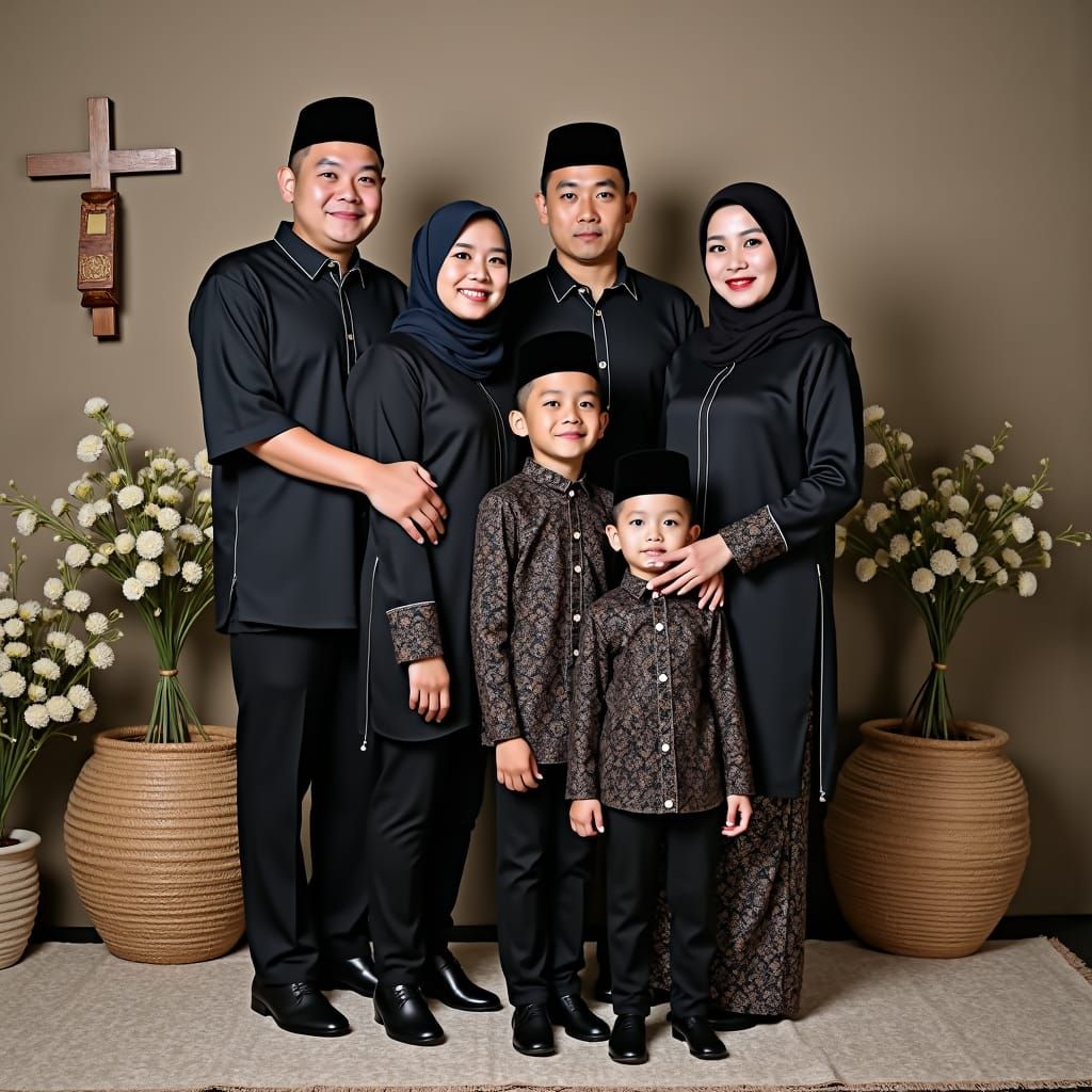 Elegant Religious Family Portrait in Classic Photography Sty...