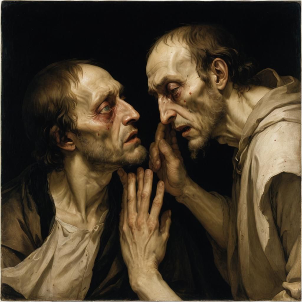 Oedipus in Despair: A Grimdark Oil Painting