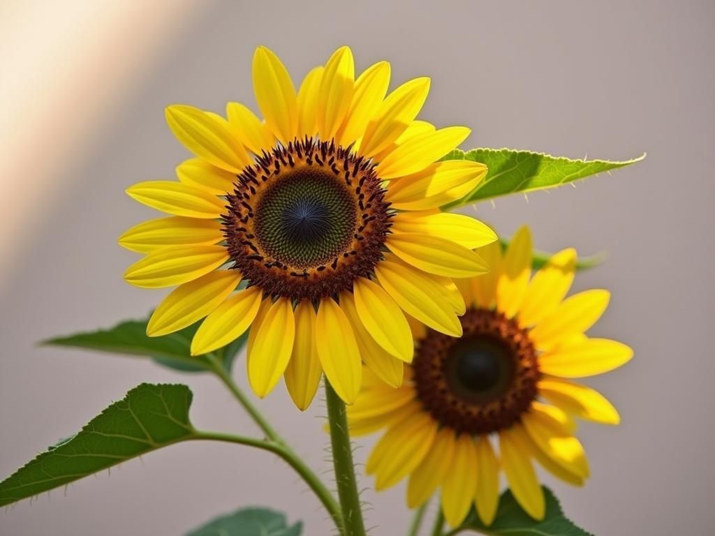 Vibrant Sunflowers in Impressionistic Botanical Style