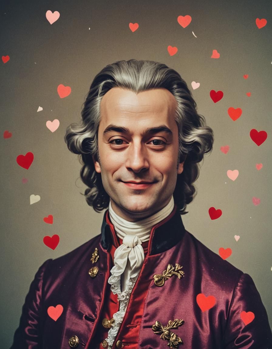 Mozart Selfie with Hearts, Cinematic Film Still