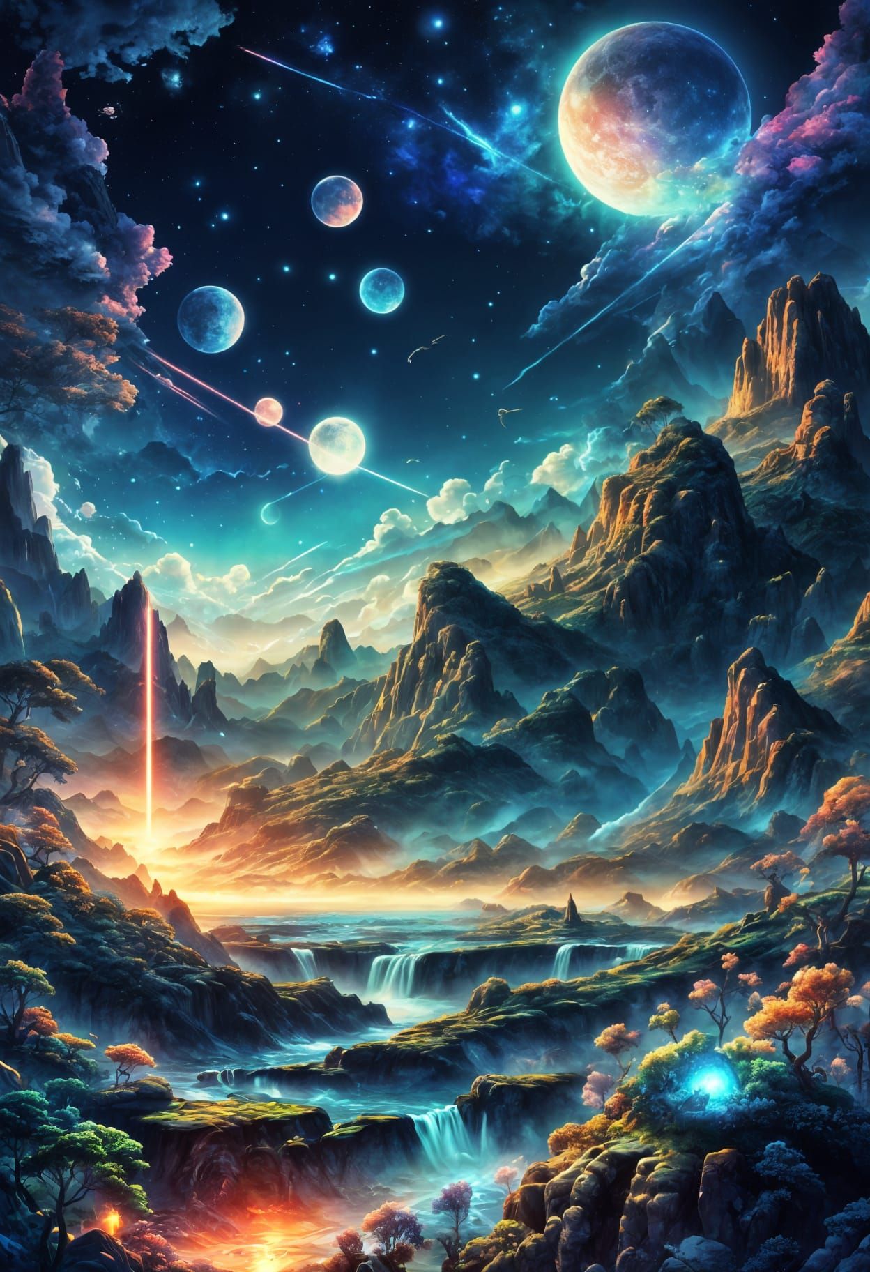 Cosmic Holographic Illustration in Visionary Style