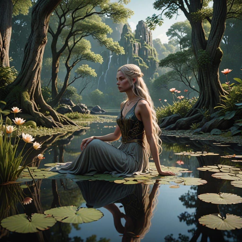 Serene Scene in an Enchanted Celtic-Inspired Forest