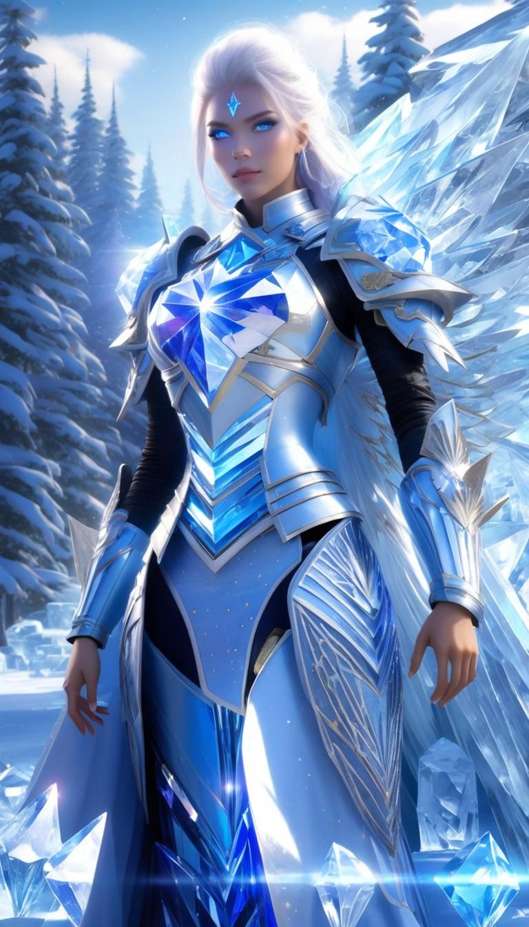 Ice Girl in Mecha Suit with Ice Magic