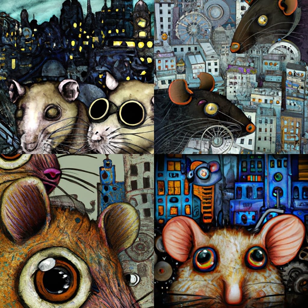 Steampunk City Rats with Multiple Eyeballs