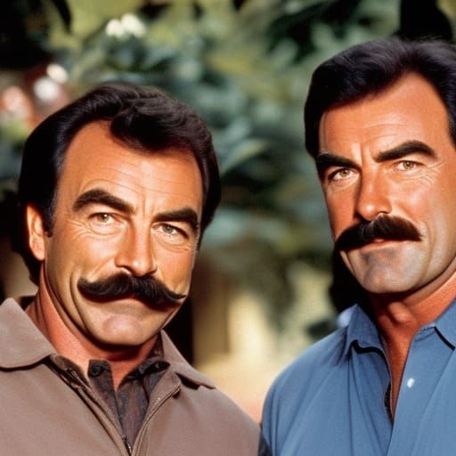 Hyperrealistic Portrait of Tom Selleck with Moustache