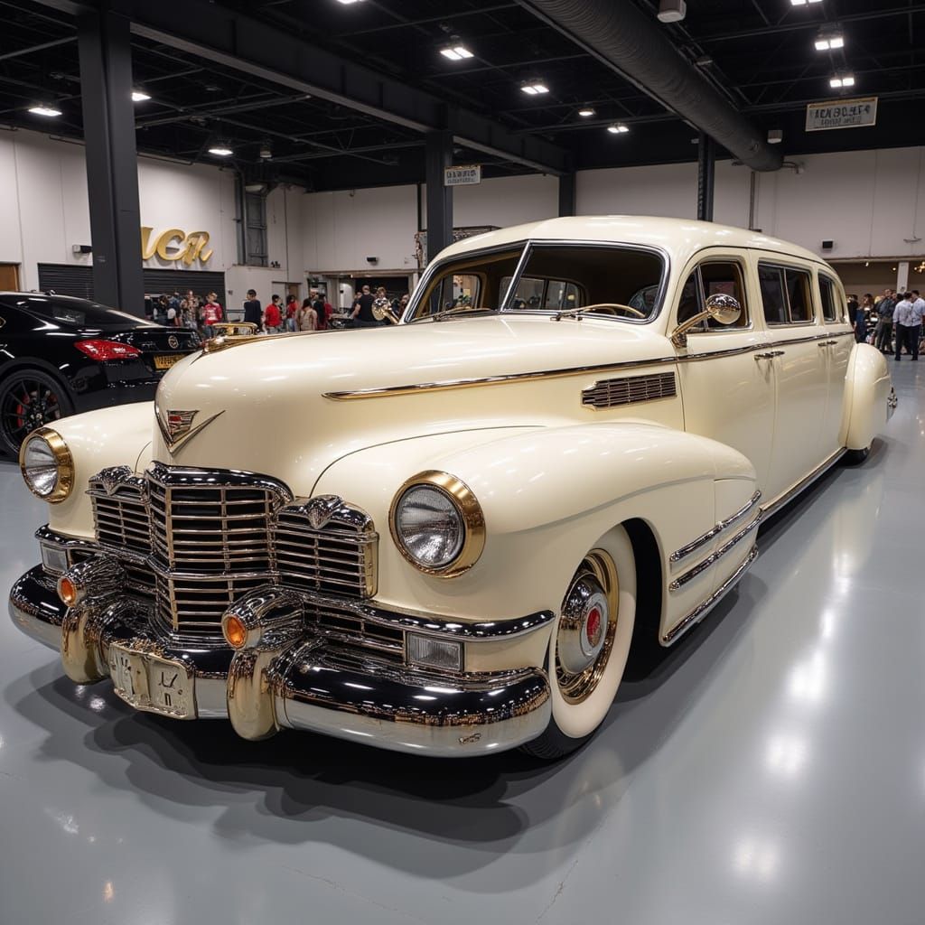 Custom Chopped Cadillac Limousine in Showroom