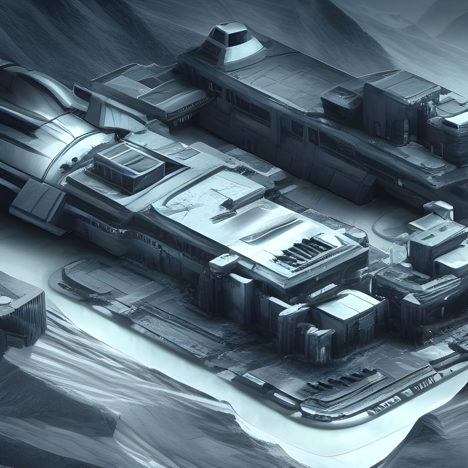 Futuristic Mountain Military Base Concept Art