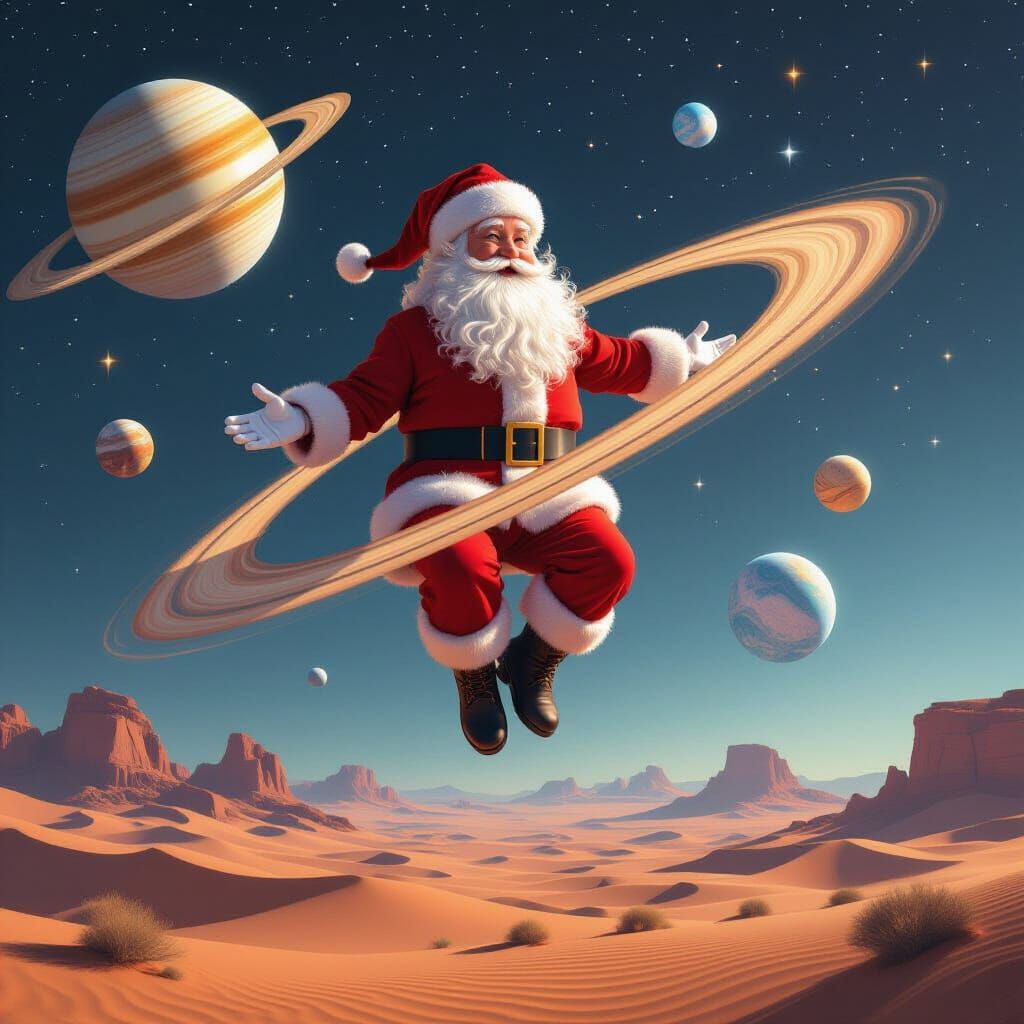 Celestial Santa Floating in Cosmic Void