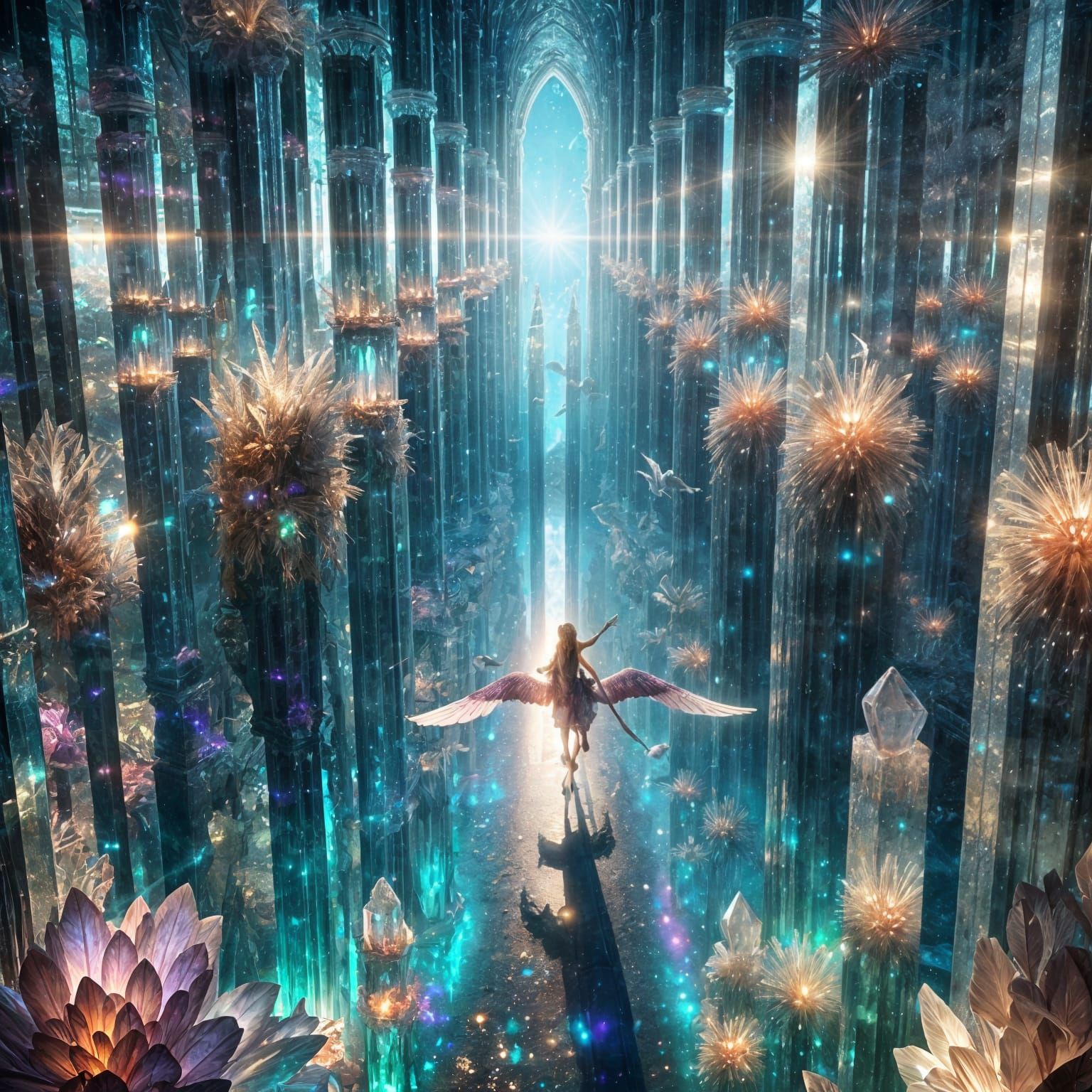 Crystal Grotto Skyward View with Warrior Princess