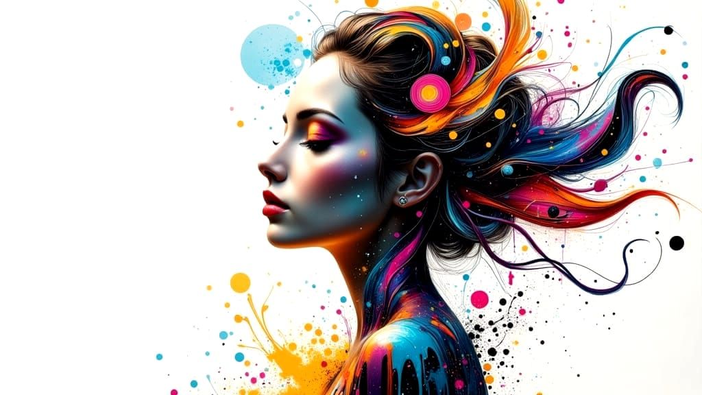Colorful Abstract Woman Portrait in Graffiti Art Style