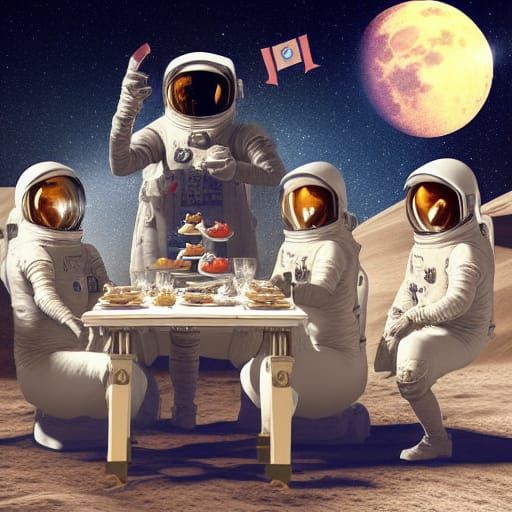 British High Tea on the Moon: Digital Matte Painting