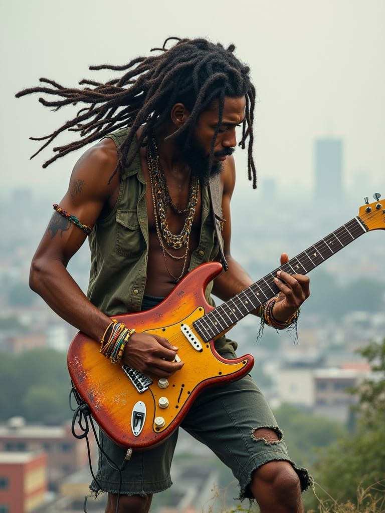 Soulful Musician in Free-Spirited Style