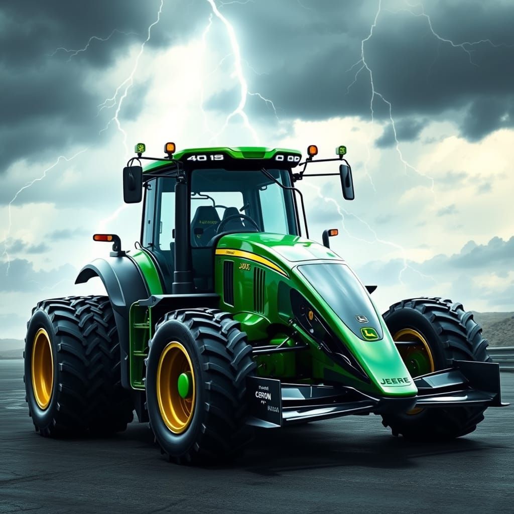 John Deere traktor fused with formula 1 car.