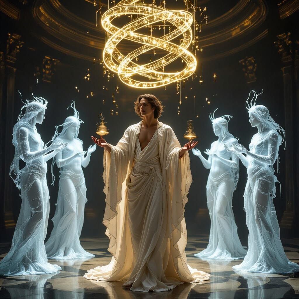 Ethereal Figure in Celestial Chamber: Renaissance Style