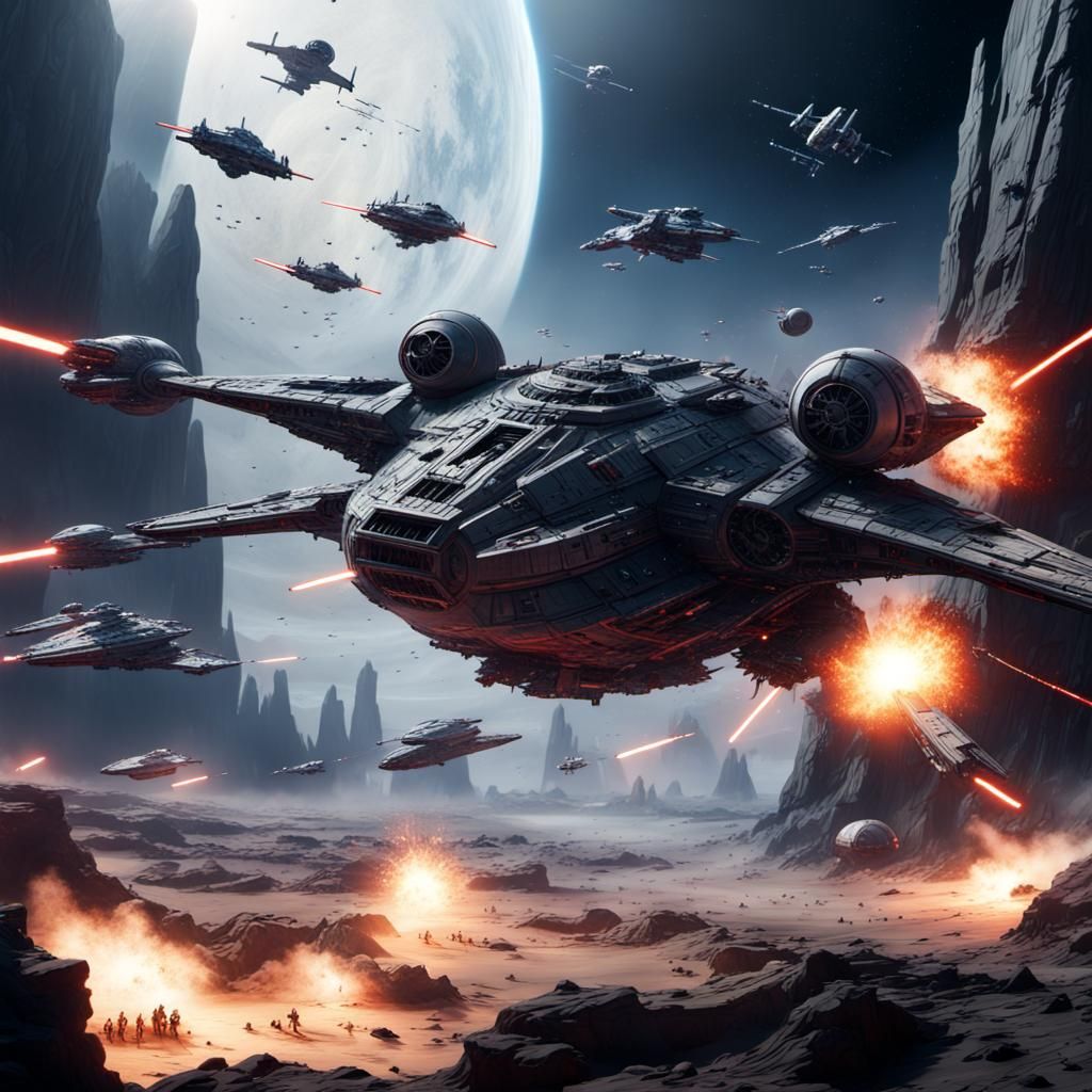 Epic Star Wars Space Battle in Detailed Matte Painting