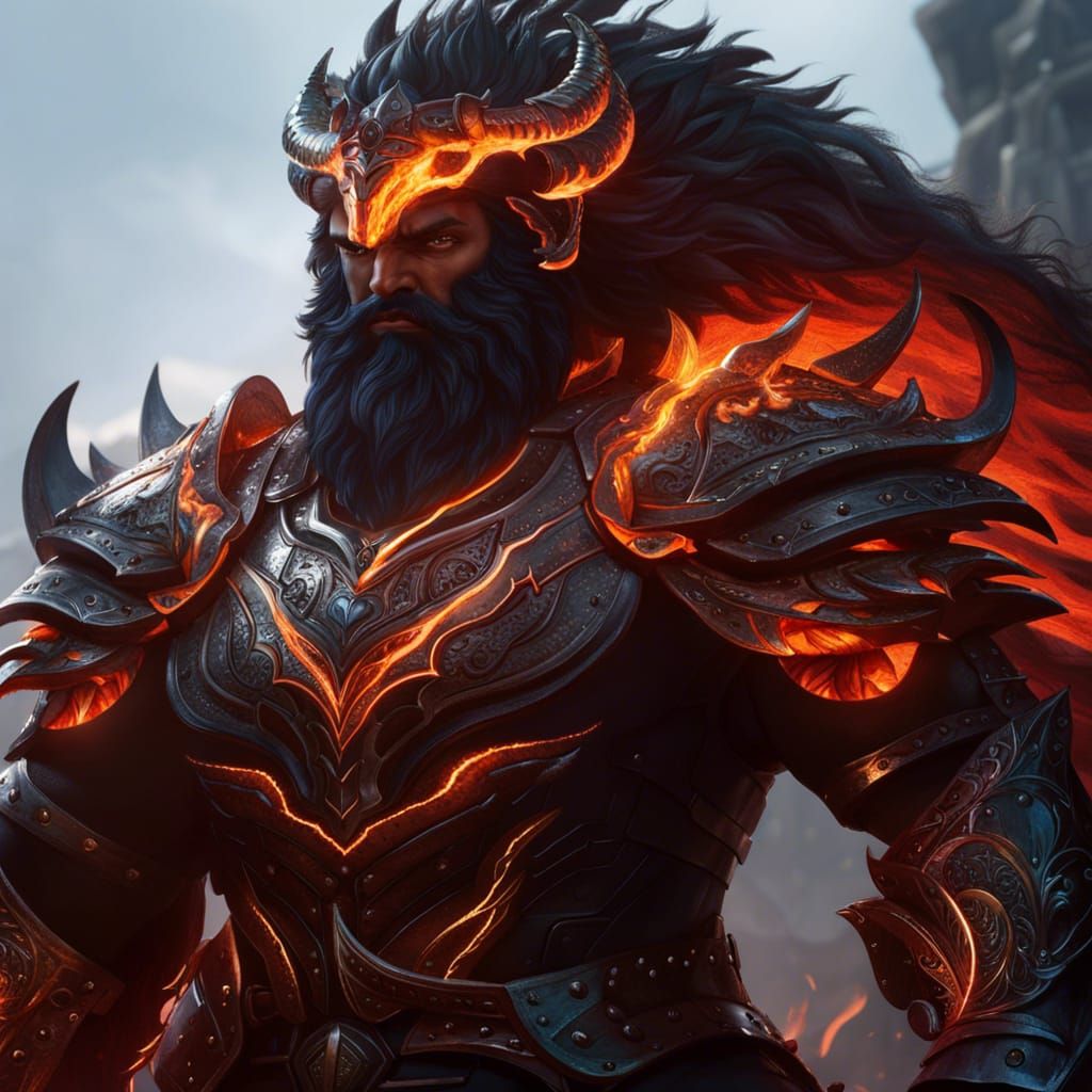 Epic Fire Giant with Flaming Greatsword in Digital Art