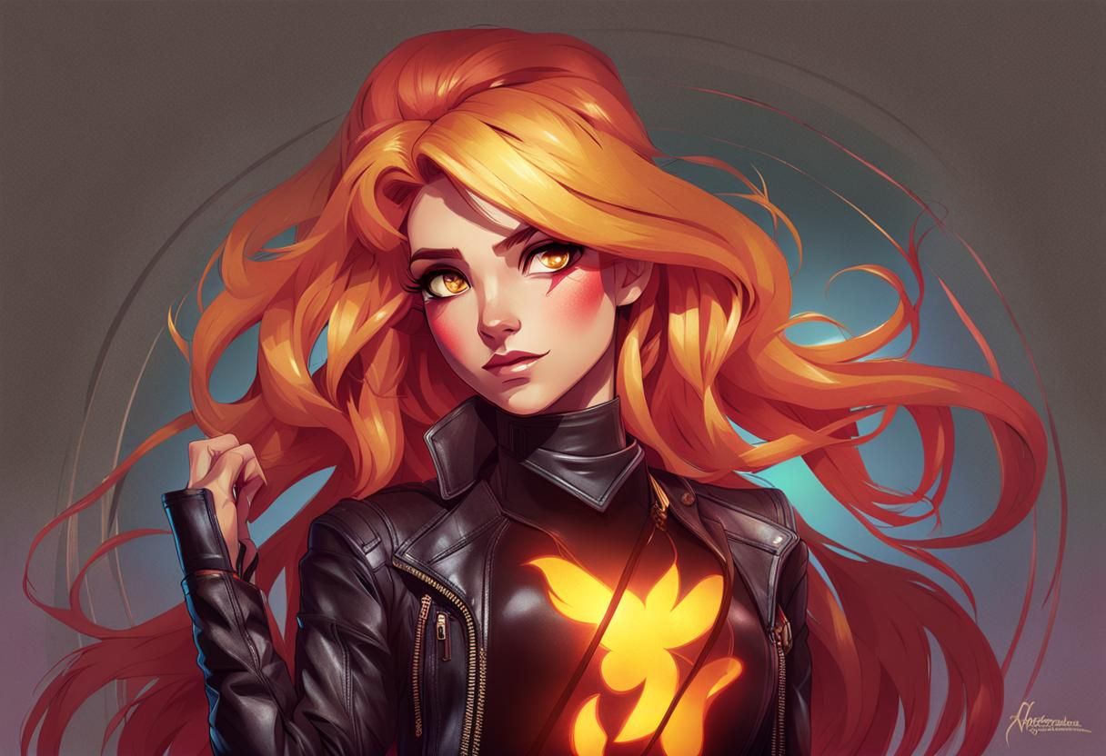 Sunset Shimmer Portrait in Art Nouveau Style