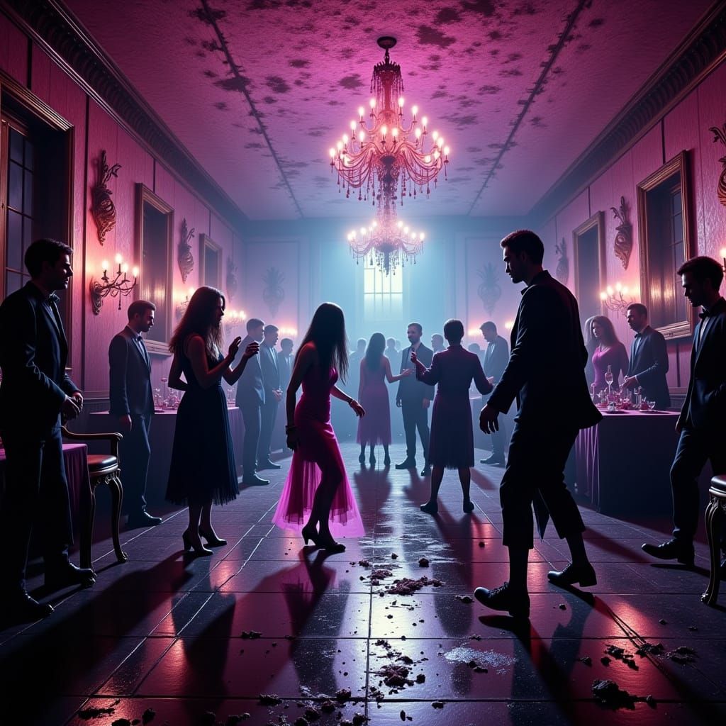 Zombie Prom Night in Serene Glitchcore Style