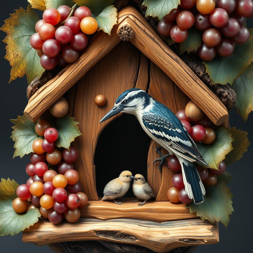 Watercolor Masterpiece: Shrike Feeding Chicks