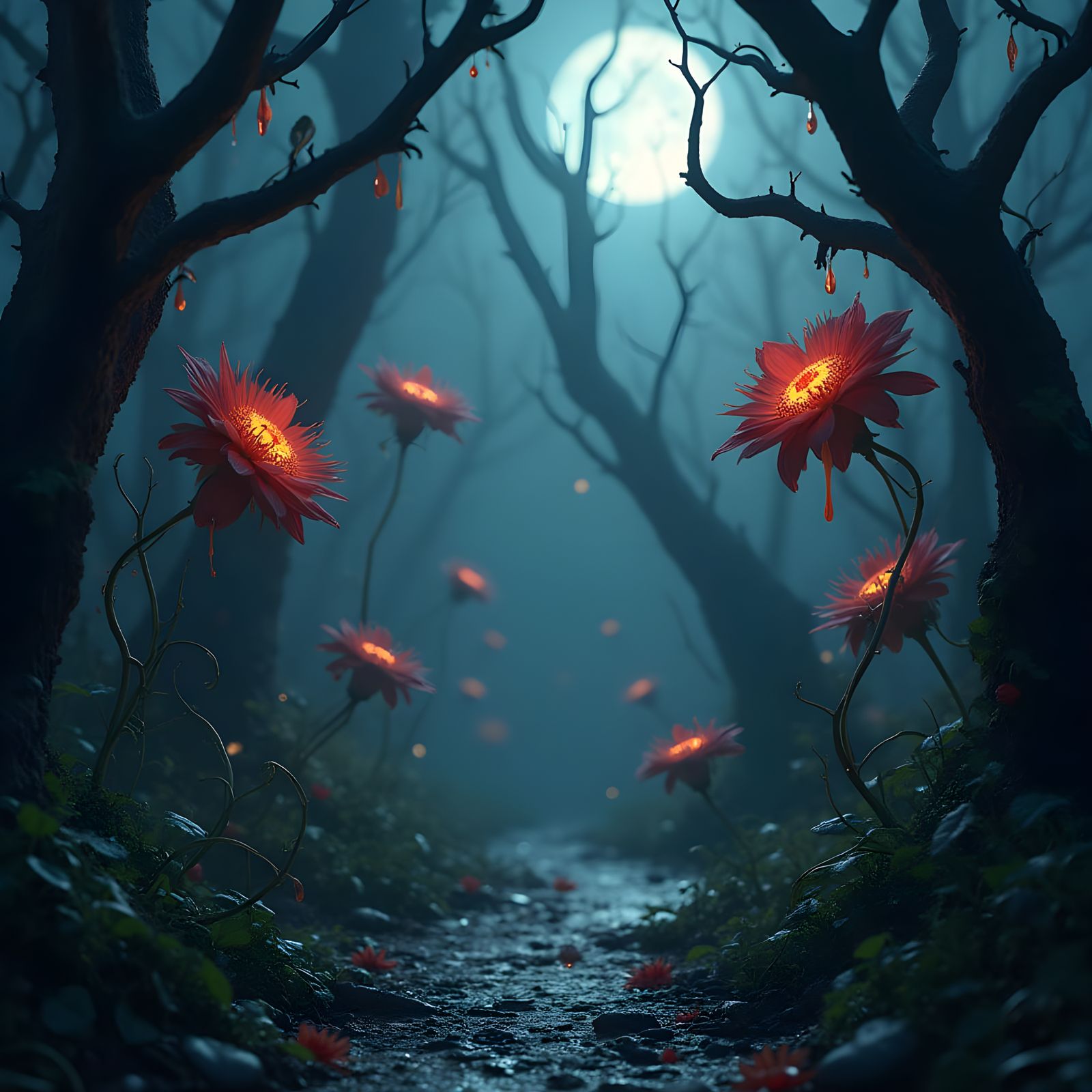 Viscous Flowers with Teeth in a Creepy Garden