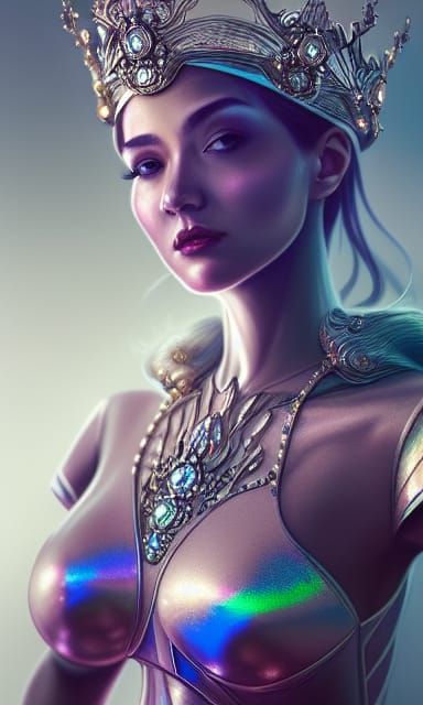 Beautiful Pope in Iridescent Metal Suit by Artgerm