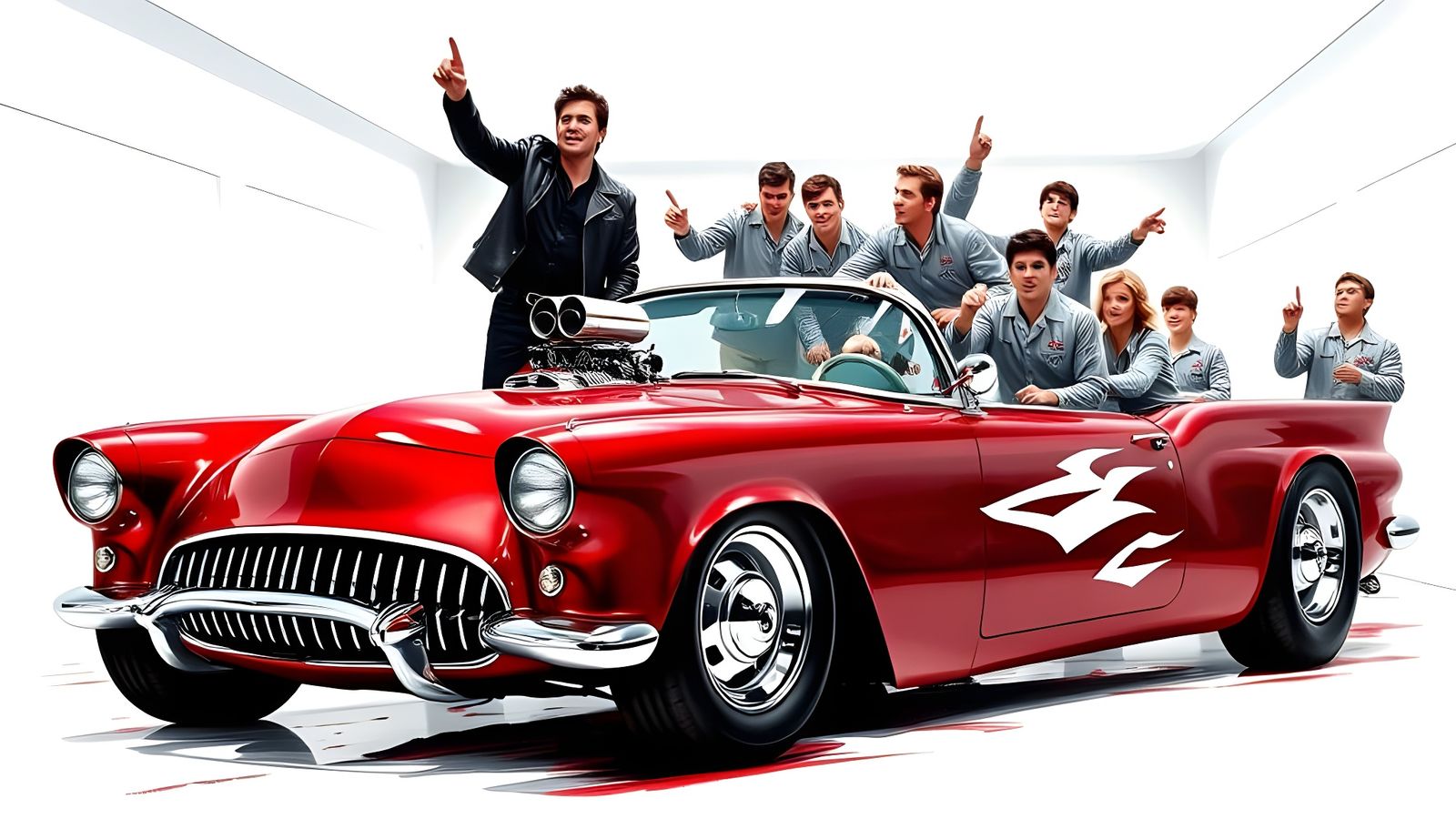 Greased Lightnin' Hotrod with Danny and T-Birds