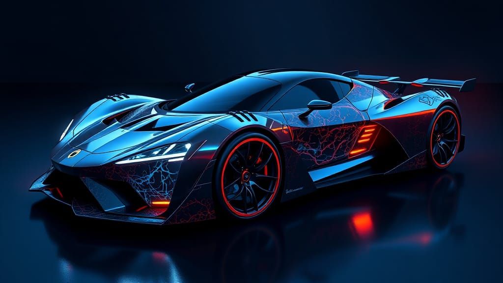 Futuristic Biomechanical Hypercar Concept Art