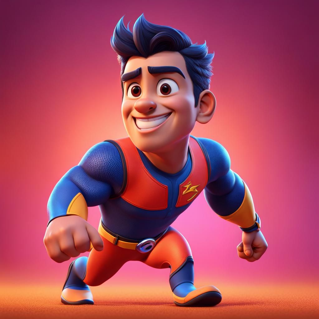 Speedo Boy in Pixar-Style 3D Art