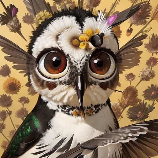 Hummingbird and Insects Sipping Nectar