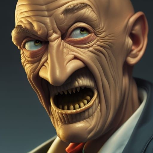 Hyperrealistic Portrait of Montgomery Burns in Biopunk Style