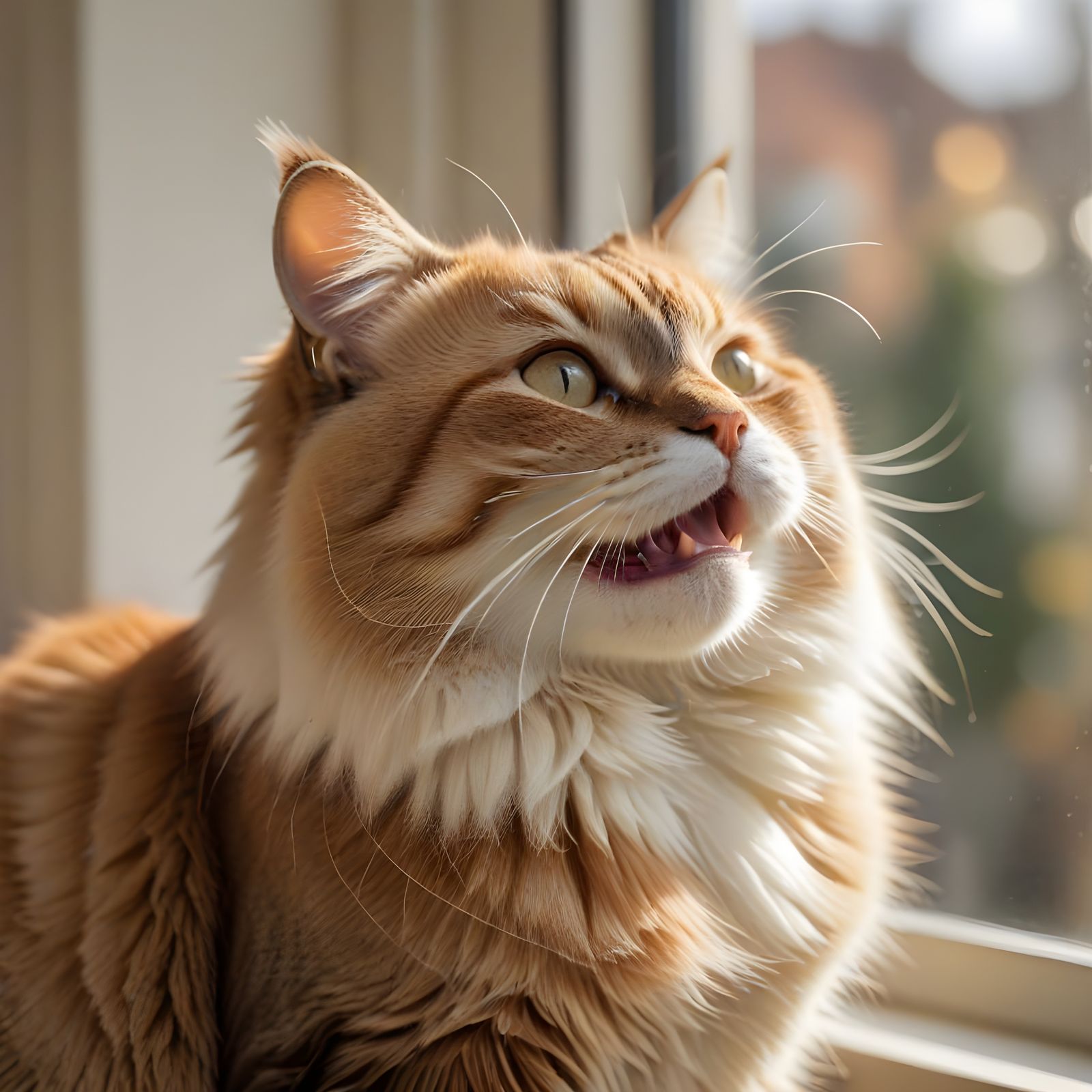 A Happy Feline in Vivid Bokeh