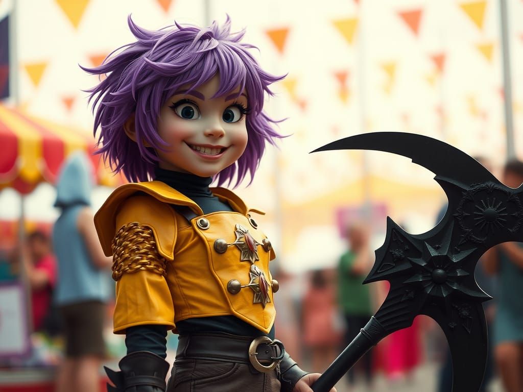 Teenage Girl with Scythe in Fantasy Illustration Style