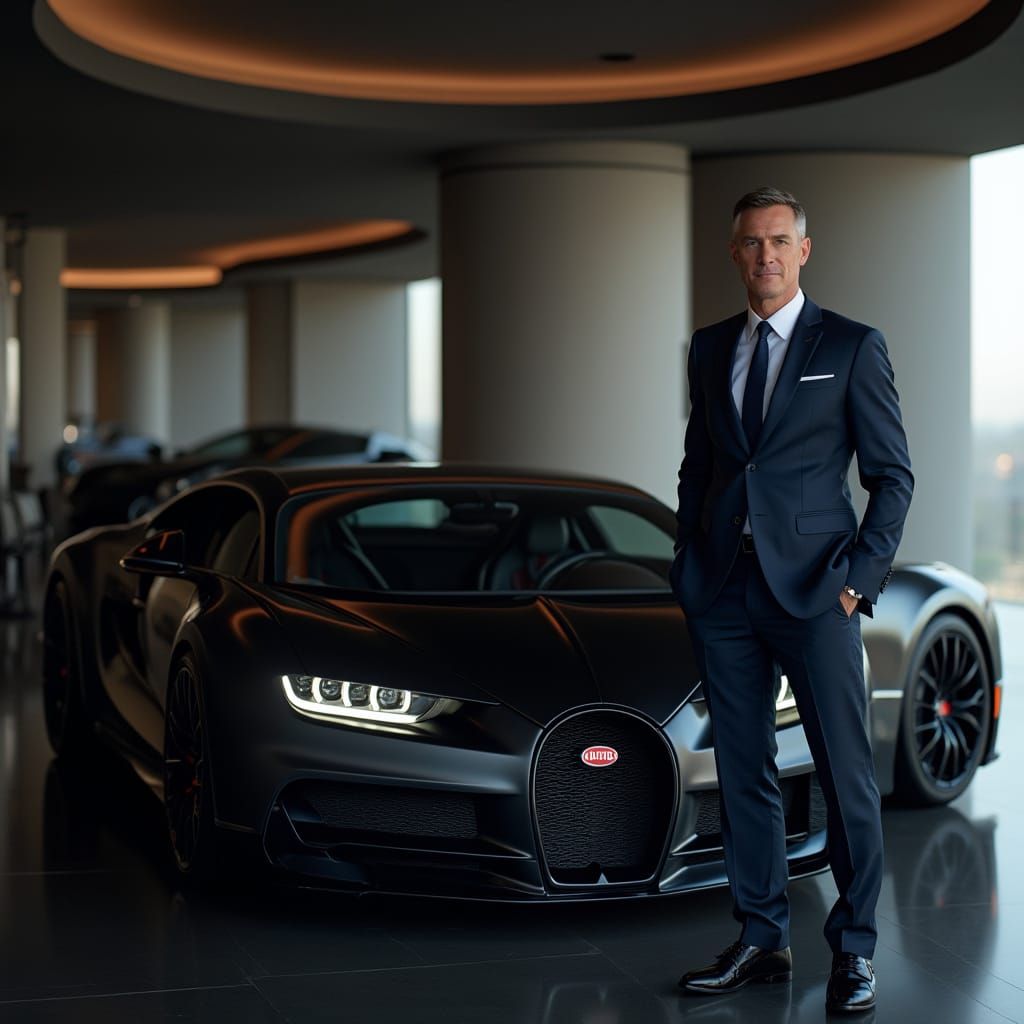 CEO and Bugatti Chiron in Penthouse Garage
