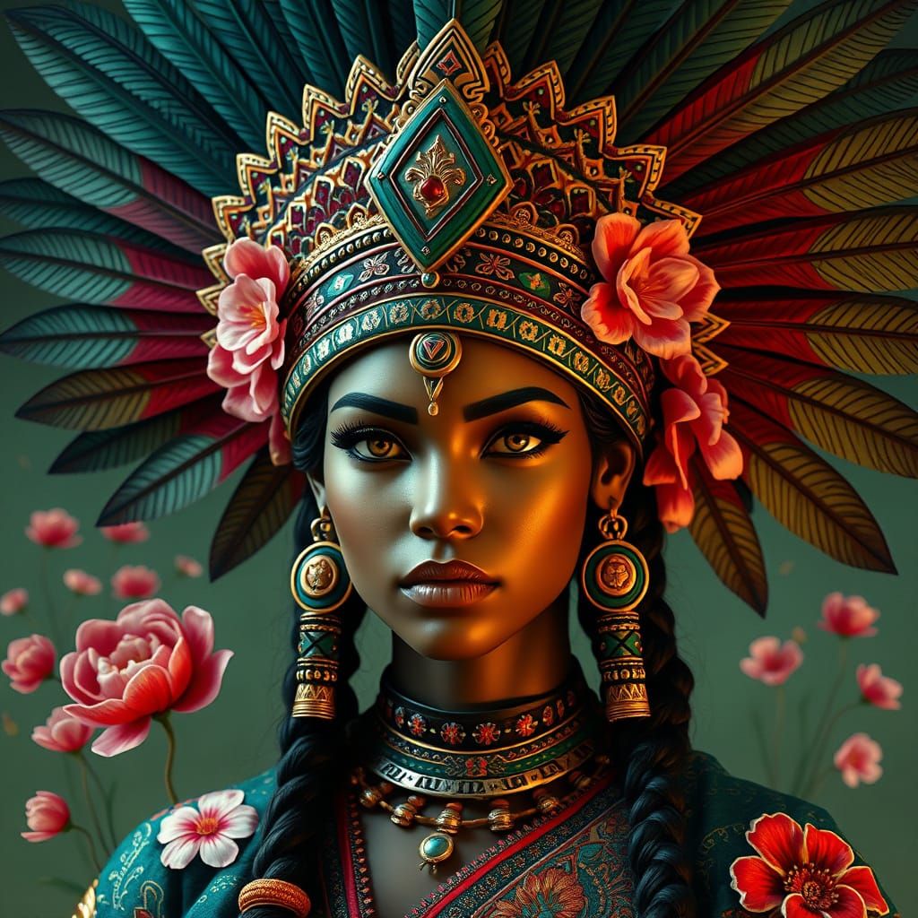 Aztec Warrior Princess with Japanese Anime and Sci-Fi Elemen...