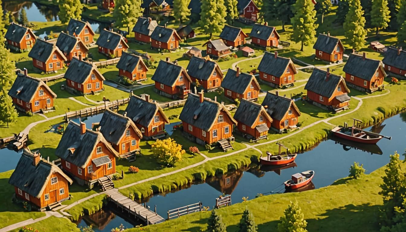 Whimsical Nordic Village Inspired by Surreal Landscapes