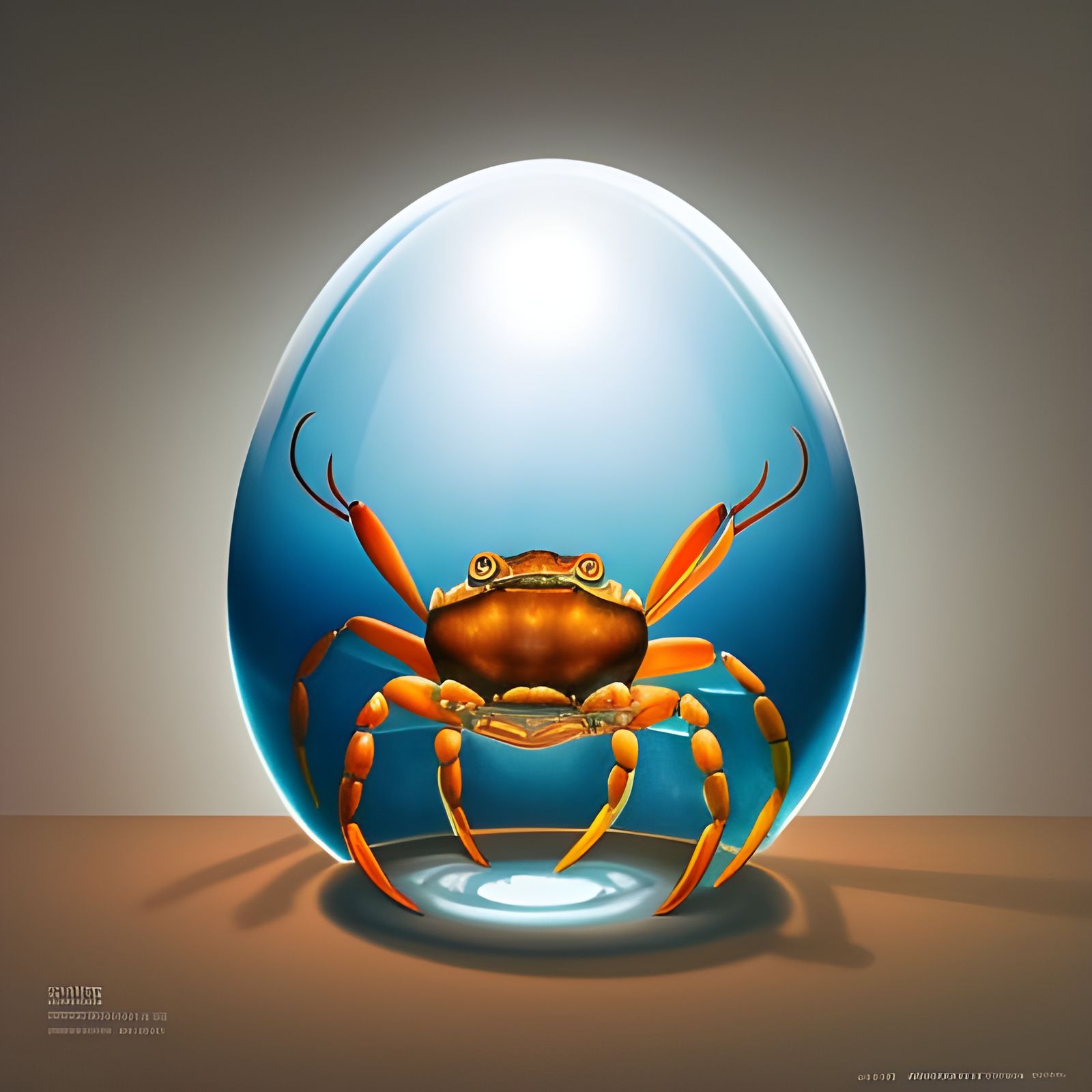 Crab in Transparent Egg: Hyper Detailed Nouveau Art