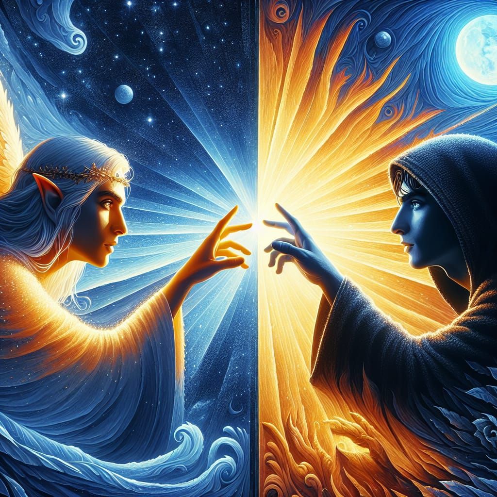 Contrasting Elves: Light and Dark Split-Screen