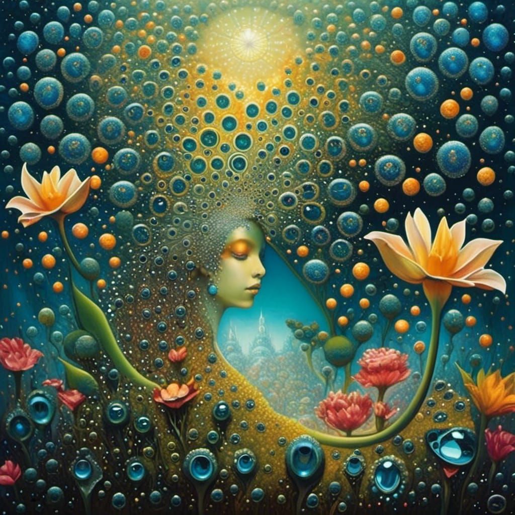 Magical Sloth Landscape with Golden Details