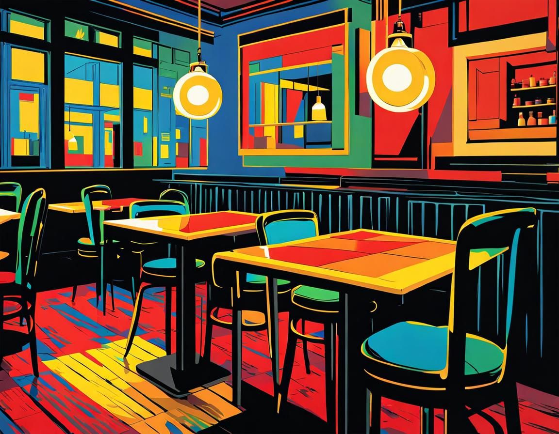 Night Cafe with Laptop: Pop Art Screen Print