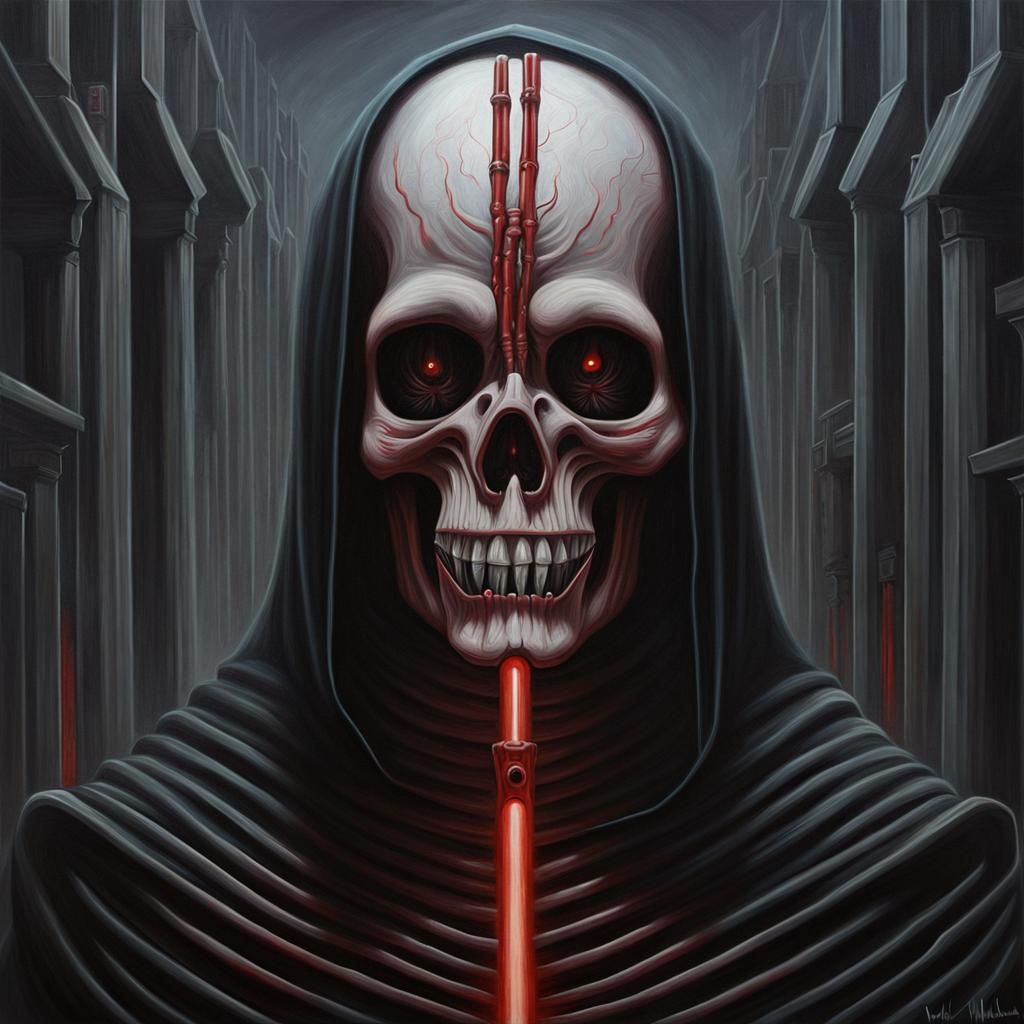 Cadaverous Sith Oil Painting in Dystopian Surrealism