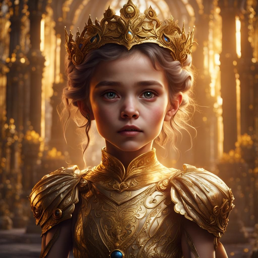 Golden-Eyed Princess Child: Detailed Fantasy Art