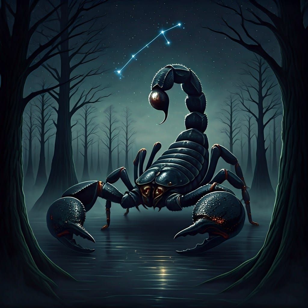 Gigantic Scorpion in Misty Swamp: Biomechanical Horror