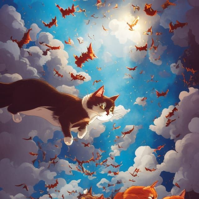 Colorful Cat Tornado Comic Book Illustration