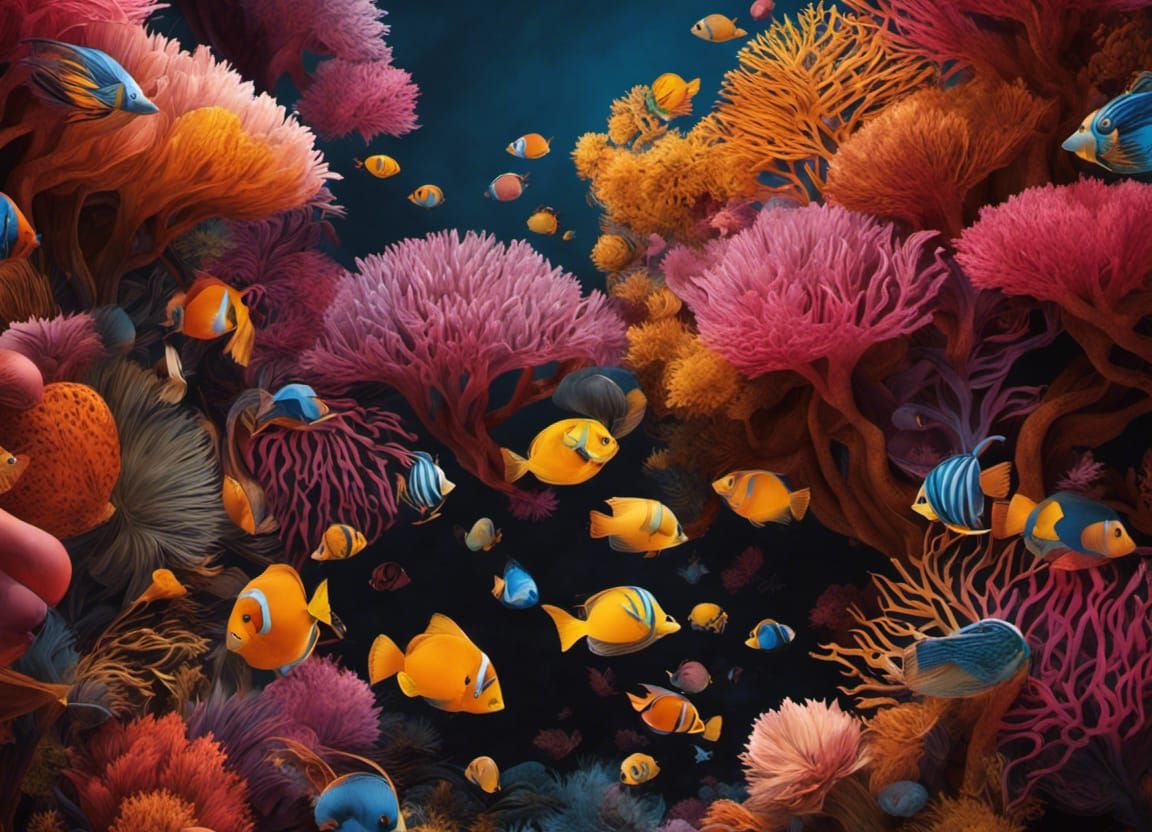 Coral reef in origami, paper crafts