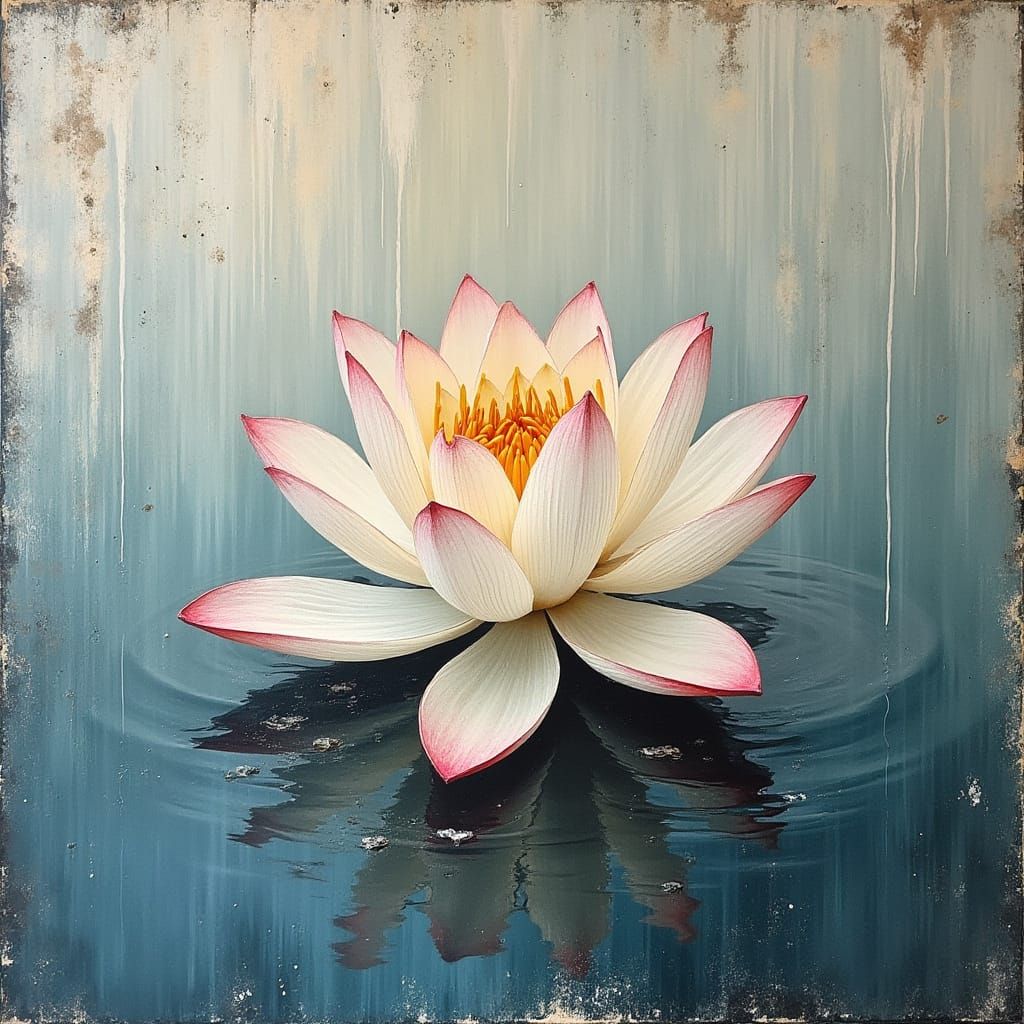 Lotus Flower in Abstract Vintage Style