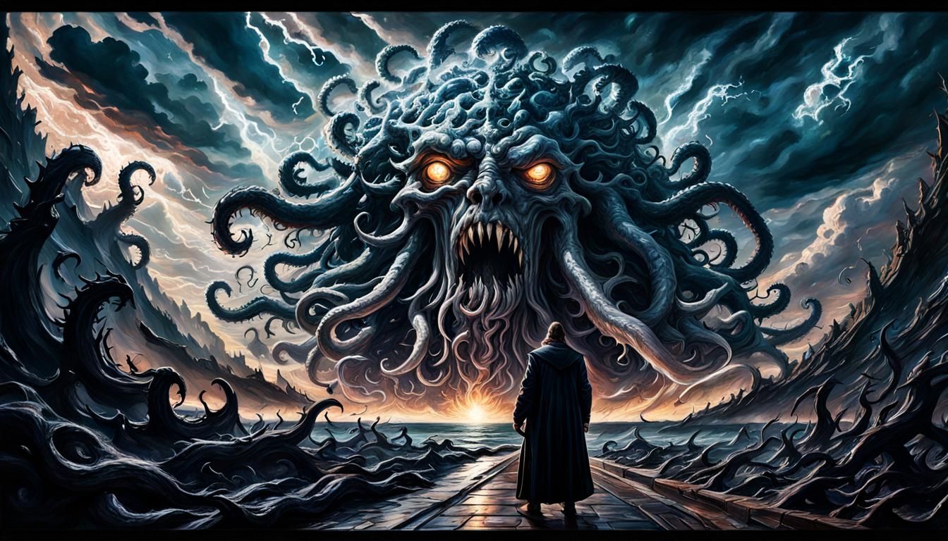 Lovecraftian Storm: Azathoth in Ominous Skies