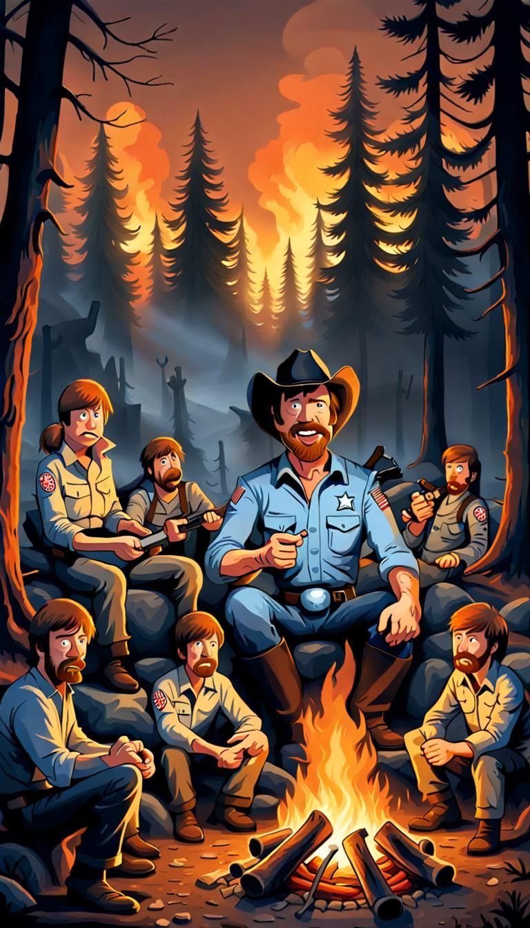 Humorous Ghosts Telling Campfire Stories