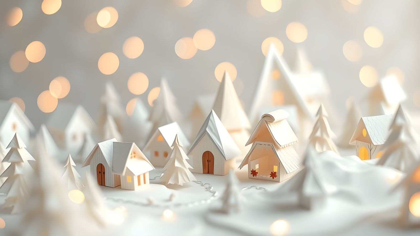 Ethereal Origami Village in Winter Wonderland