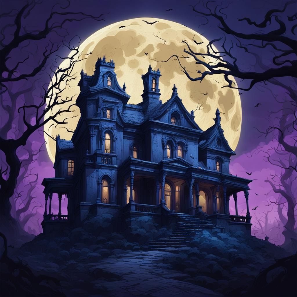 Foreboding Gothic Mansion in Dark Fantasy Concept Art