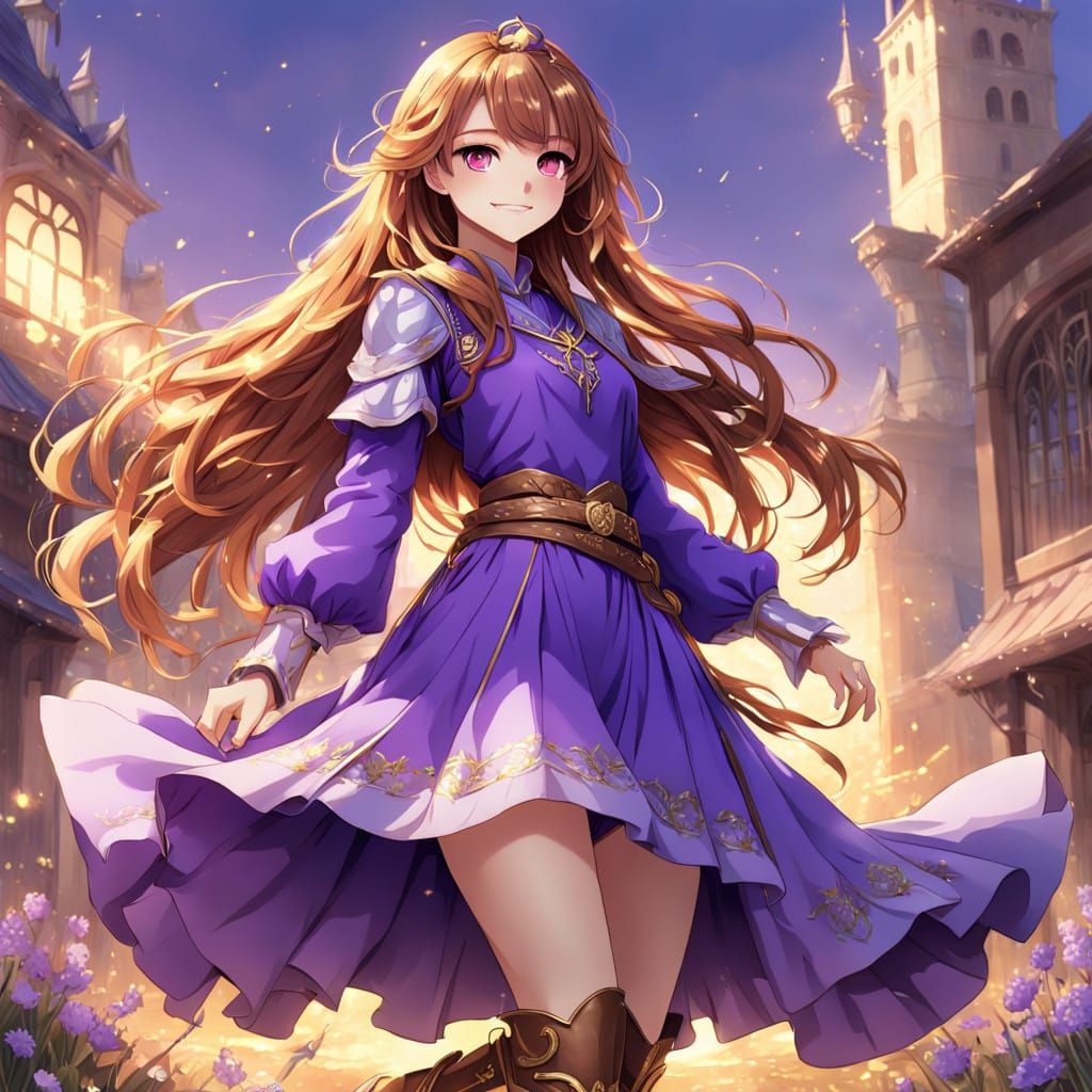 Elegant Anime Maiden in Modern Knight Attire